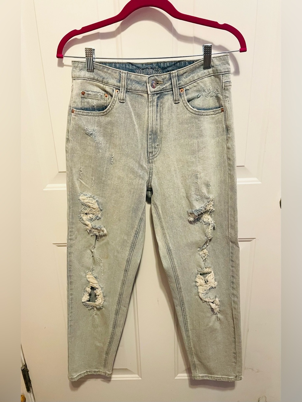 Wild Fable Distressed High-Rise Light Wash Mom Jeans